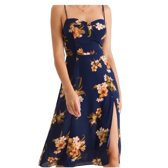 Commense Y2K Floral Midi Dress L NWT Bustier Corset Fairy Sweetheart Babydoll